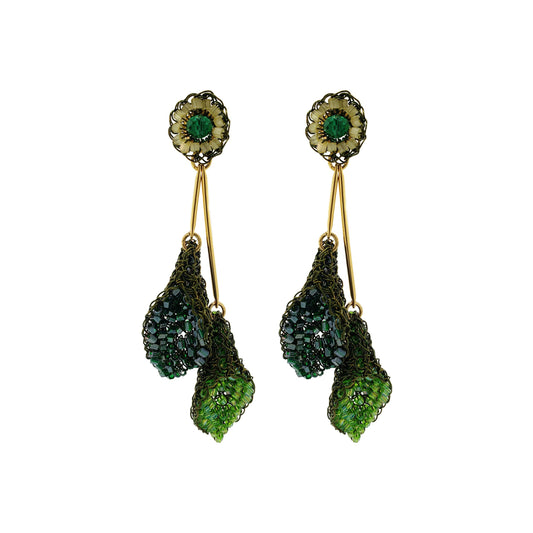 Brinco de Crochê Copo de Leite Duo Verde Mystic Forest
