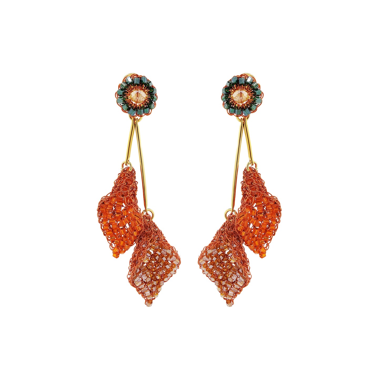 Brinco de Crochê Copo de Leite Duo Laranja Mystic Forest