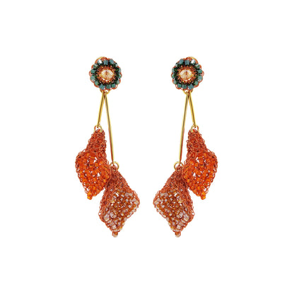Brinco de Crochê Copo de Leite Duo Laranja Mystic Forest