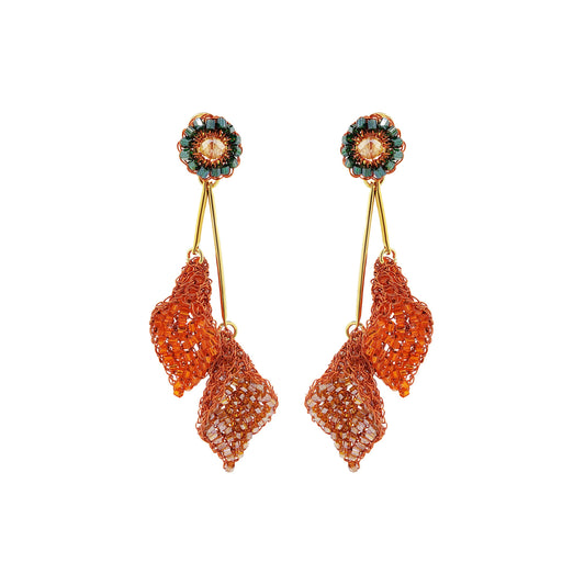 Brinco de Crochê Copo de Leite Duo Laranja Mystic Forest