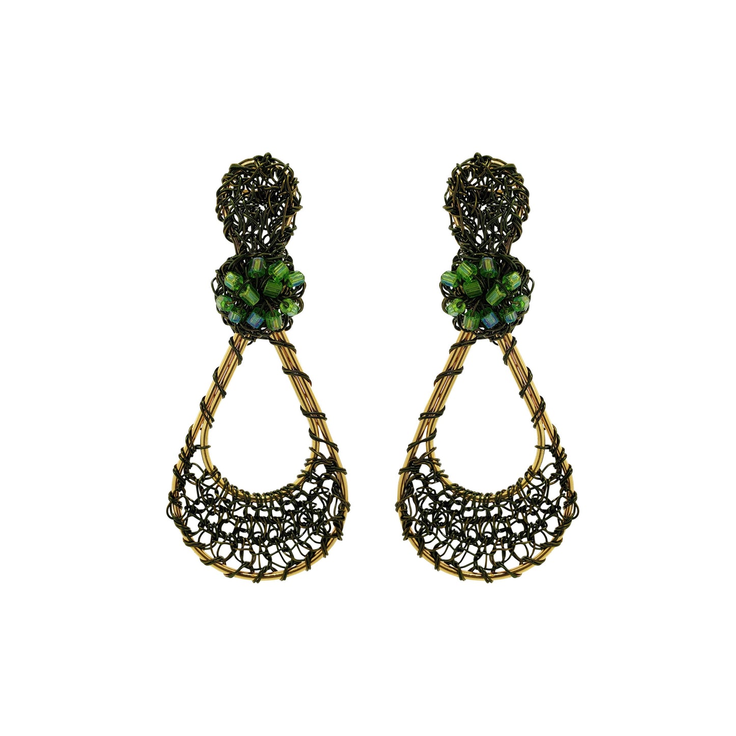 Brinco Crochê Gota em Rede Verde Mystic Forest