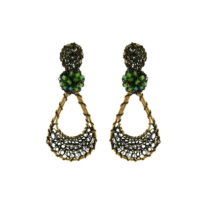 Brinco Crochê Gota em Rede Verde Mystic Forest
