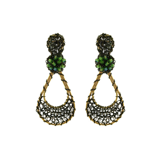 Brinco Crochê Gota em Rede Verde Mystic Forest