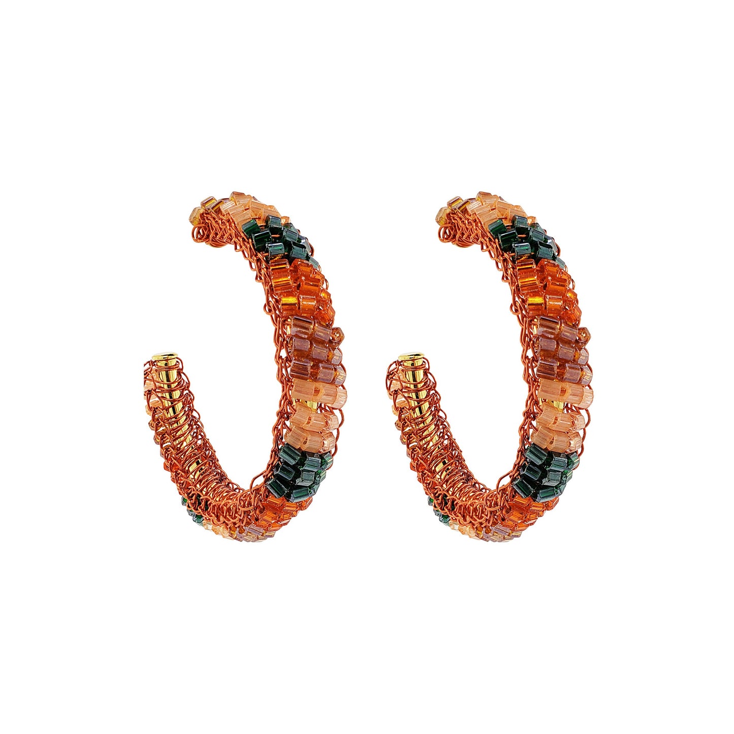 Brinco de Crochê Argola Camadas Média Laranja Mystic Forest