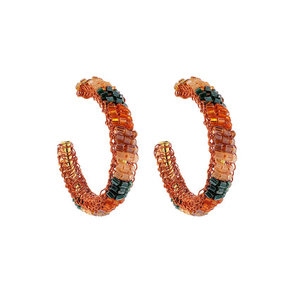 Brinco de Crochê Argola Camadas Média Laranja Mystic Forest