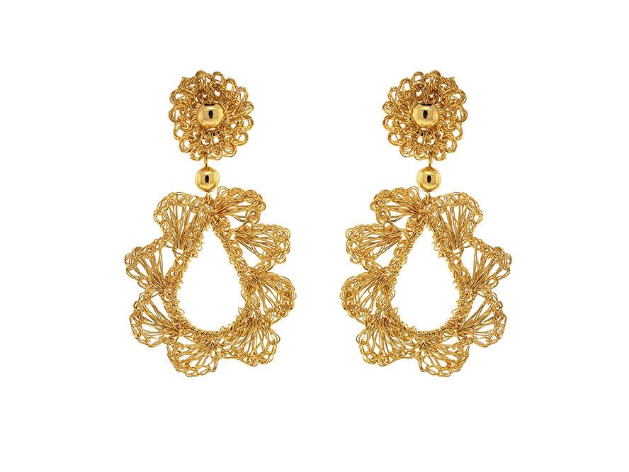 Brinco de Crochê Arty Escamas Dourado Essence