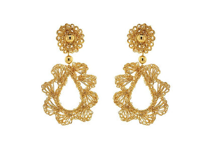 Brinco de Crochê Arty Escamas Dourado Essence