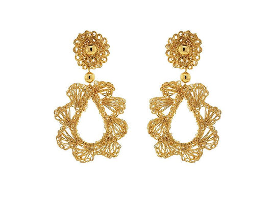 Brinco de Crochê Arty Escamas Dourado Essence