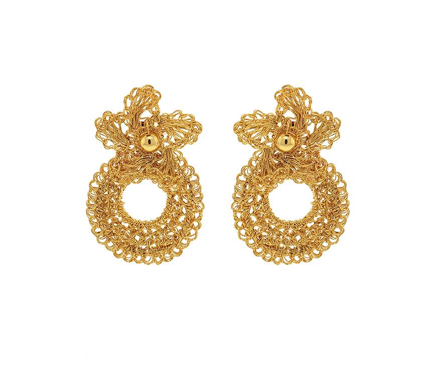 Brinco de Crochê Arty Dourado Essence