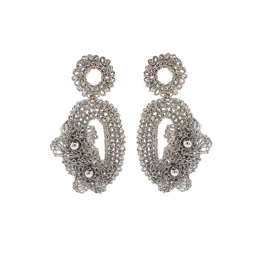 Brinco de Crochê Arty Floral Palladium