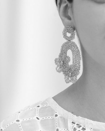 Brinco de Crochê Arty Floral Palladium