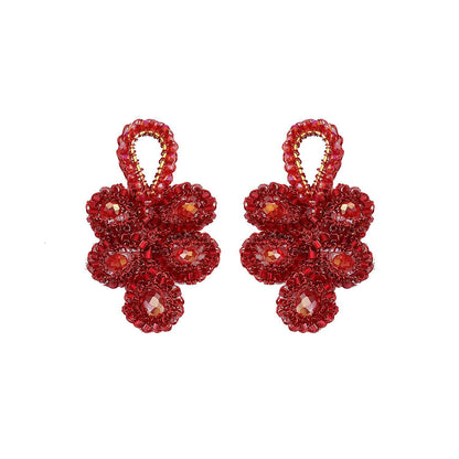 Brinco de Crochê Pétalas Vermelho
