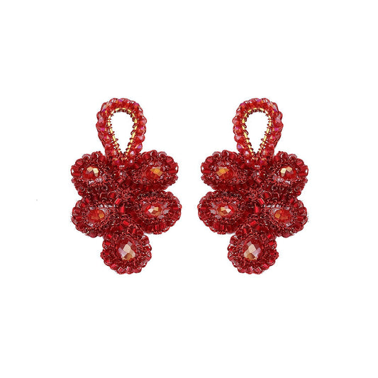 Brinco de Crochê Pétalas Vermelho