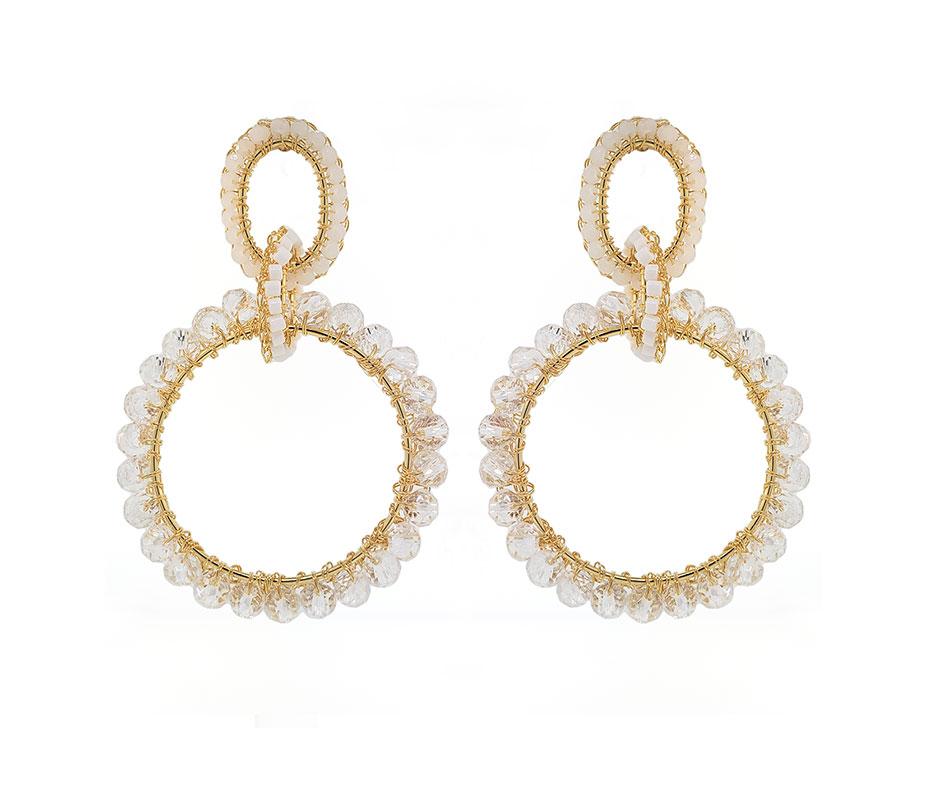 Brinco de Crochê Elo Duplo Off White