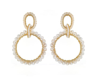 Brinco de Crochê Elo Duplo Off White