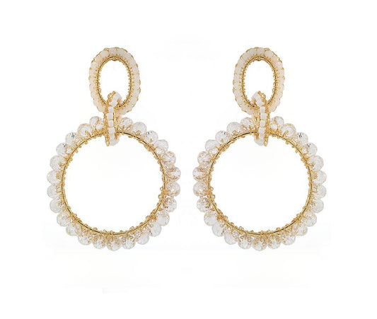 Brinco de Crochê Elo Duplo Off White