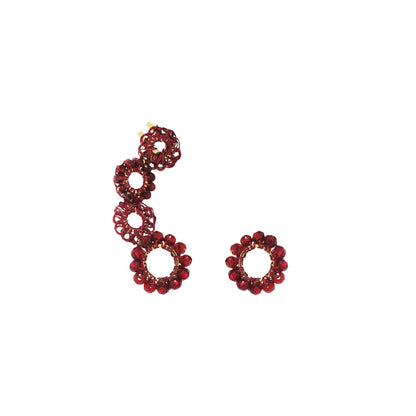 Brinco de Crochê Clubs Earcuffs Wild Cards Vermelho