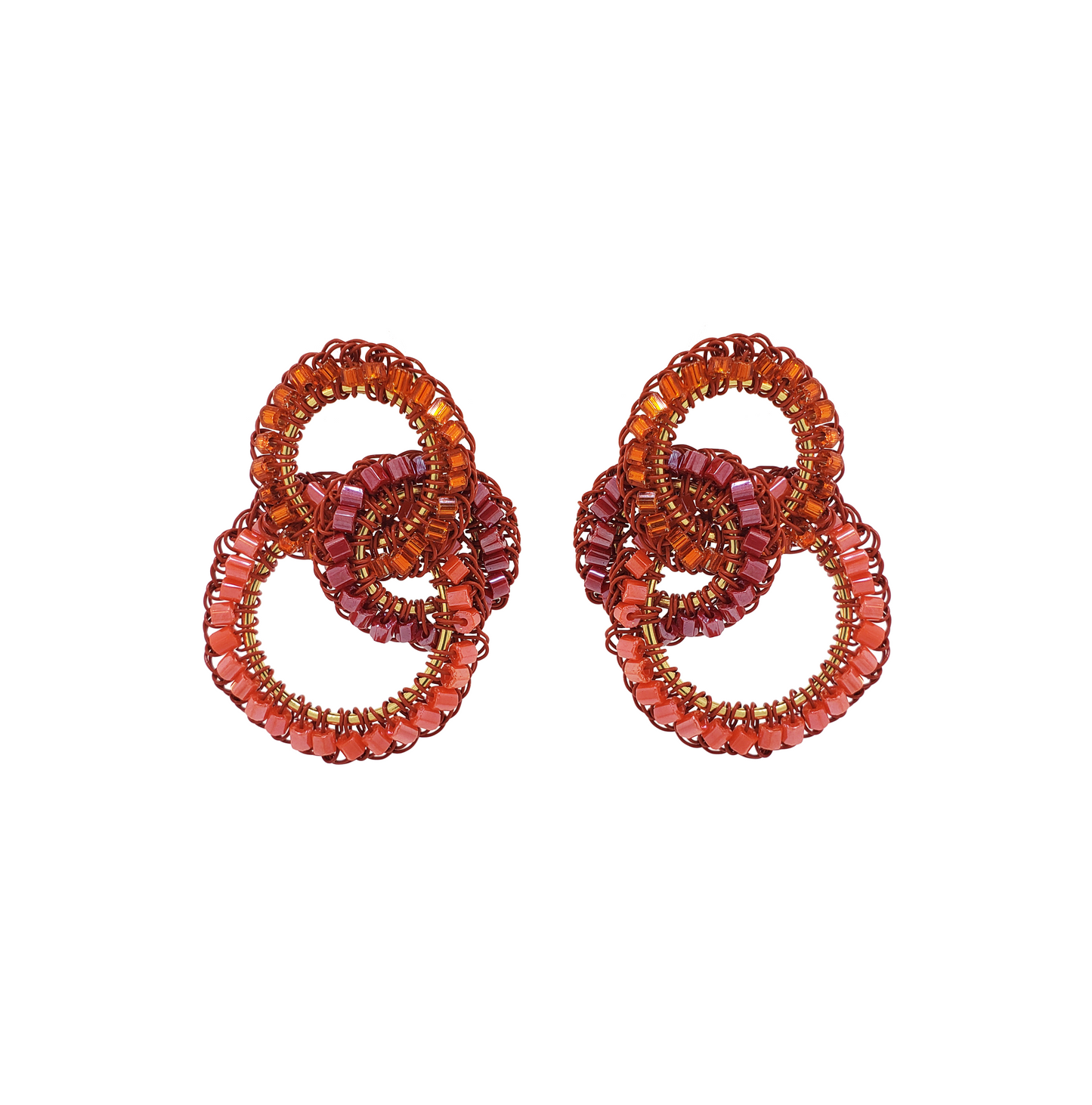 Brinco de Crochê Trio de Argolas Coral Ocean Dreams