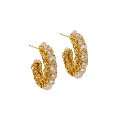 Brinco de Crochê Argola Pequena Transparente