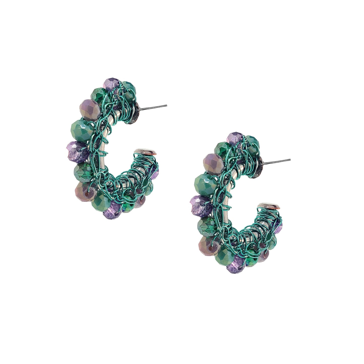 Brinco de Crochê Molly Hoop Lilás e Verde Aurora Sale