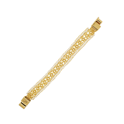 Pulseira de Crochê Correntes do Amor Entrelaçados Pérola