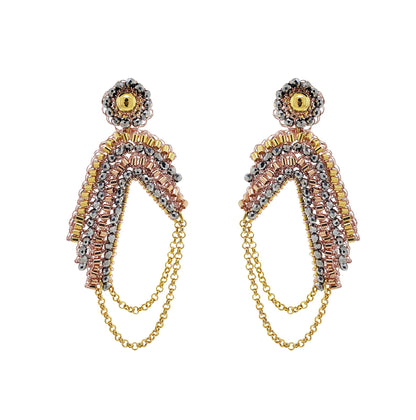 Brinco de Crochê Correntes Entrelaçados Trio Gold
