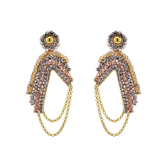 Brinco de Crochê Correntes Entrelaçados Trio Gold