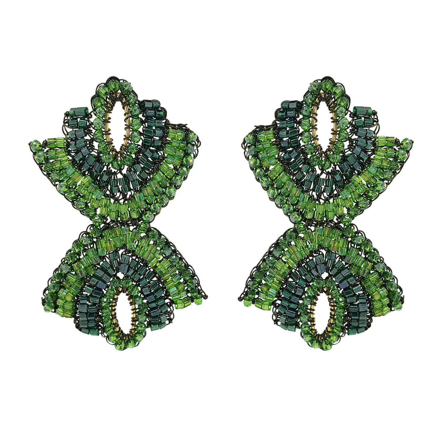 Brinco de Crochê Espelhado Verde