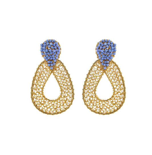 Brinco de Crochê Petal Sky Blue