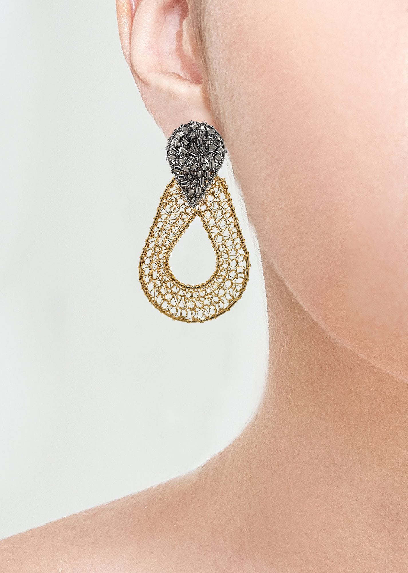 Brinco de Crochê Gota Duo Gold