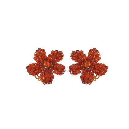 Brinco de Crochê Flor Laranja Neon Vibes