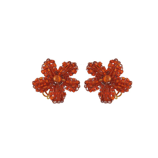 Brinco de Crochê Flor Laranja Neon Vibes