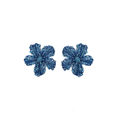 Brinco de Crochê Flor Azul Neon Vibes
