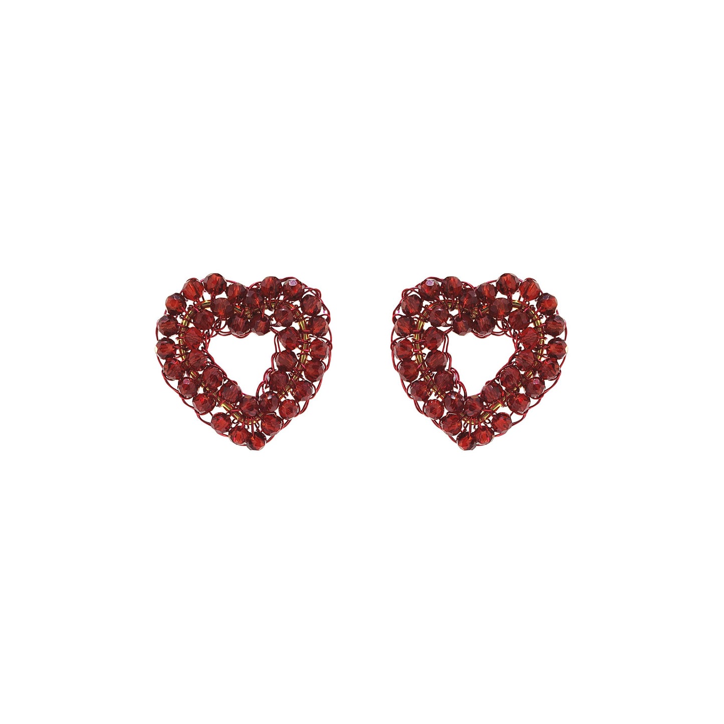 Brinco de Crochê Queen Heart Mini Posts Wild Cards Vermelho