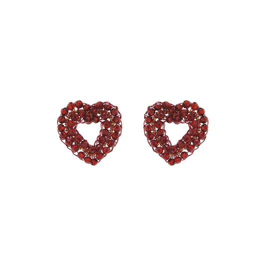 Brinco de Crochê Queen Heart Mini Posts Wild Cards Vermelho