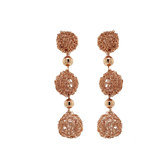 Brinco de Crochê Esferas Details Rosé Gold