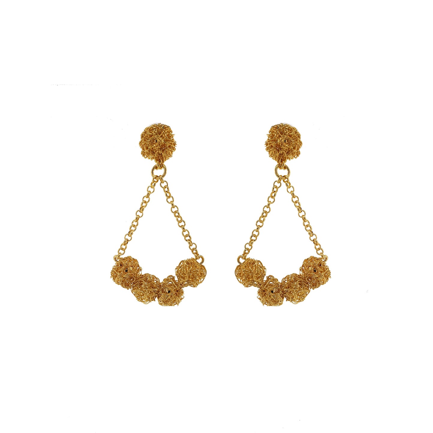 Brinco de Crochê Balance Esferas Dourado