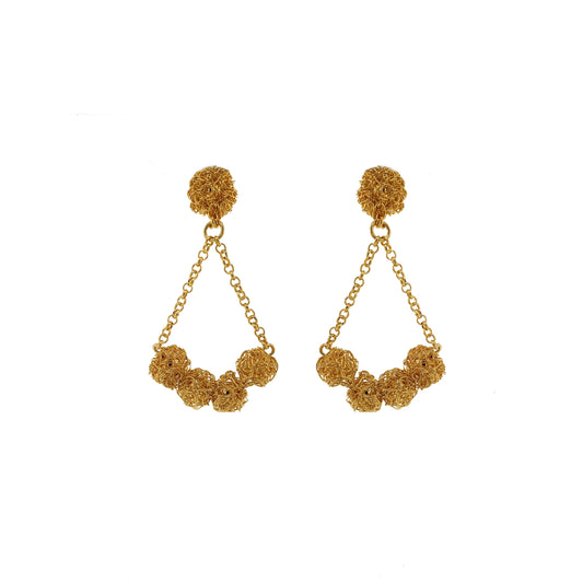 Brinco de Crochê Balance Esferas Dourado