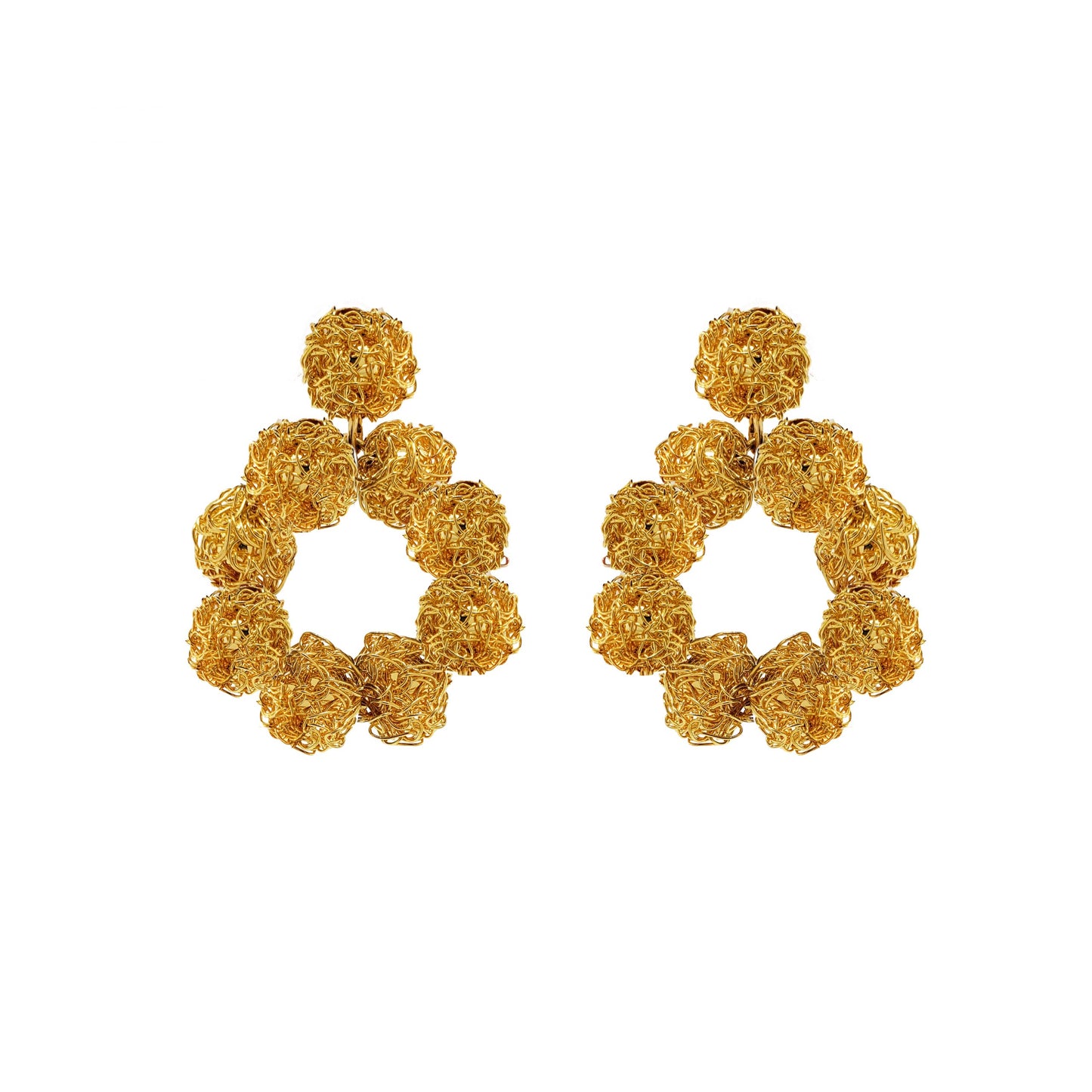 Brinco de Crochê Esfera Perfeita Dourado