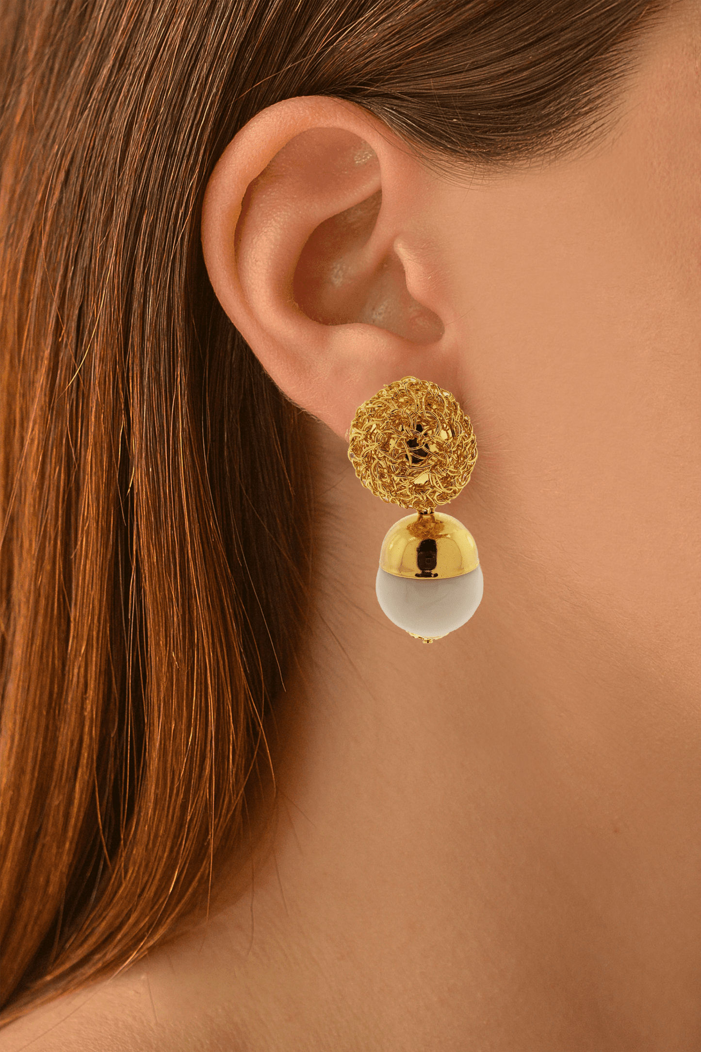Brinco de Crochê Drop Creme