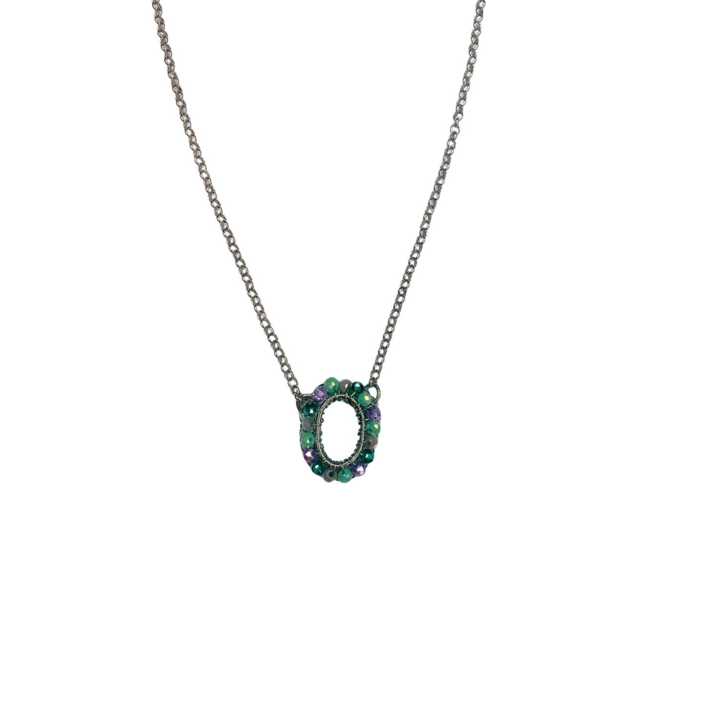 Colar de Crochê Esfera Verde e Lilás Sale