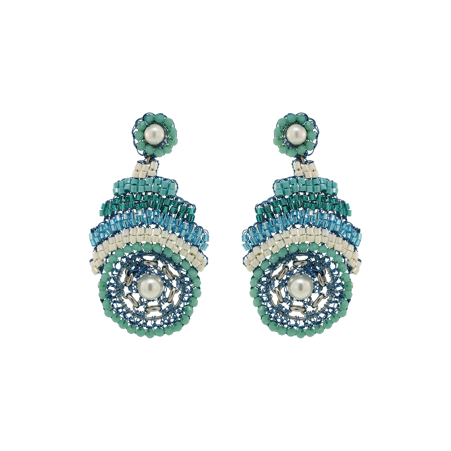 Brinco de Crochê Ripples Dangle Ocean Dreams Azul