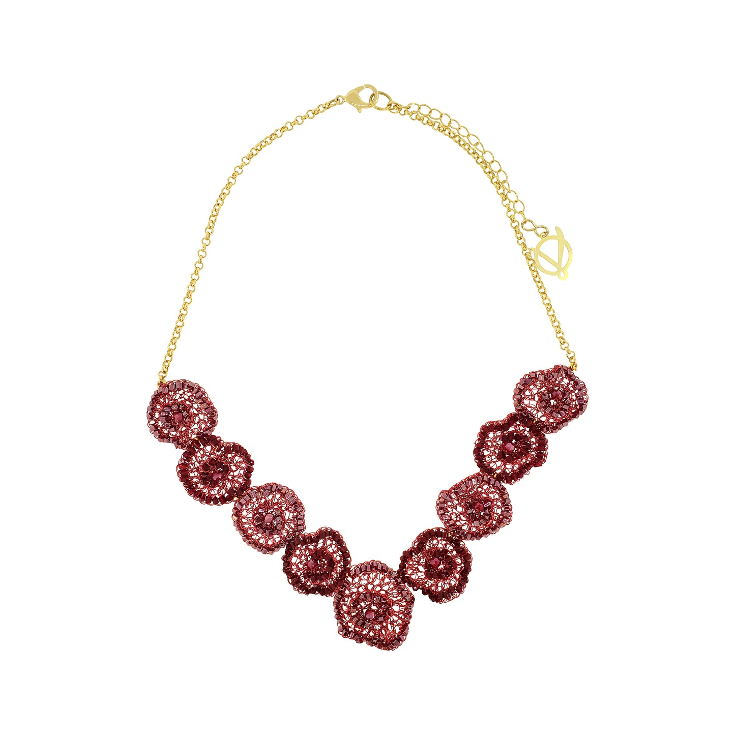 Colar de Crochê Rosettes Infinite Love - Bungundy