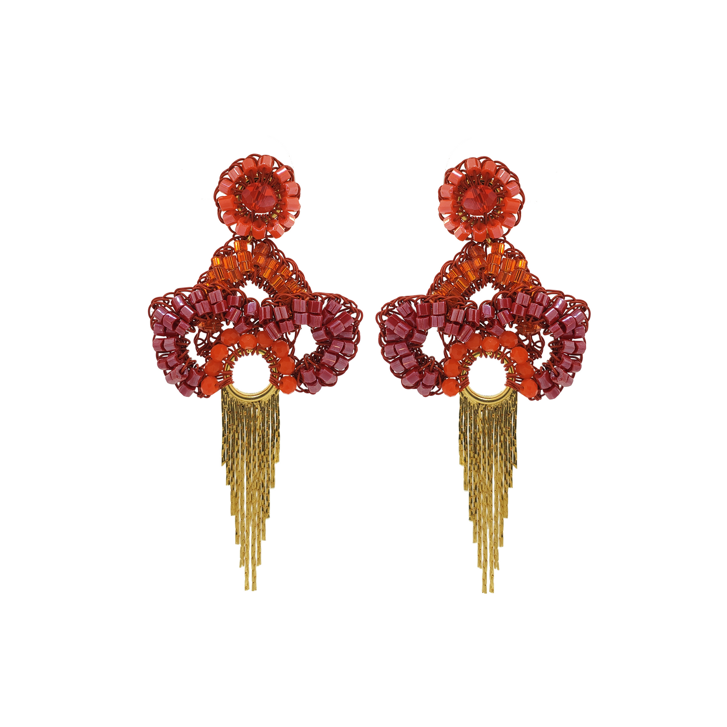 Brinco de Crochê Mermaid Fringe Post Ocean Dreams Coral