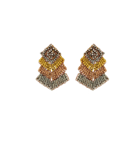 Brinco de Crochê Chevron Mini Trio Gold Ocean Dreams