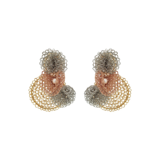 Brinco de Crochê Reef Trio Gold Ocean Dreams