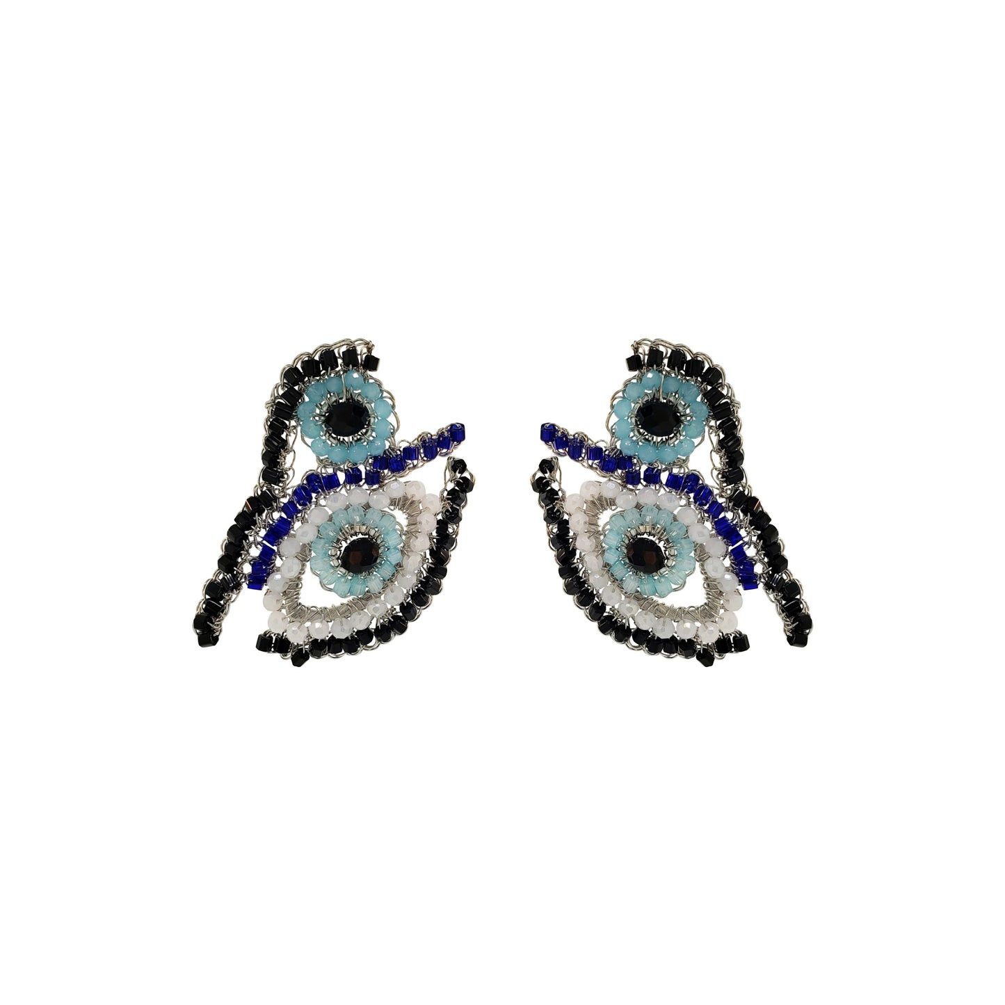 Brinco de Crochê Evil Eye Duo Palladium