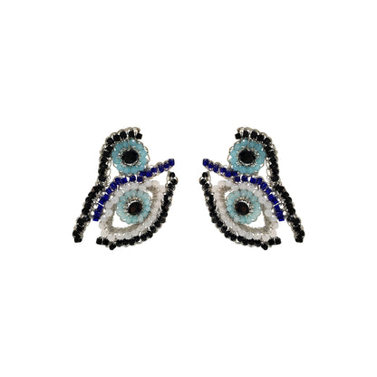 Brinco de Crochê Evil Eye Duo Palladium