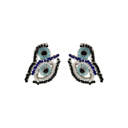 Brinco de Crochê Evil Eye Duo Palladium