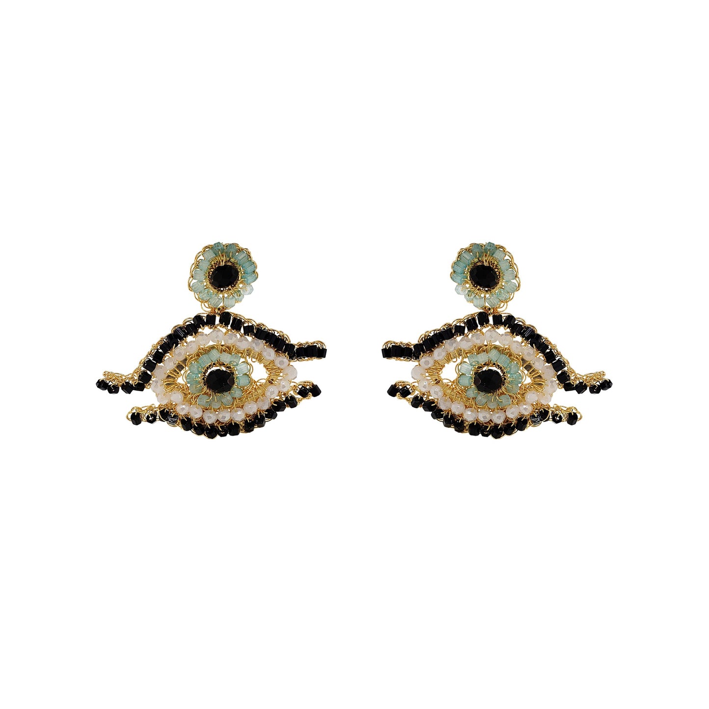 Brinco de Crochê Evil Eye Dourado Sale